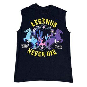 Orville Peck Shania Twain Womens Legends Never Die Black Tank Top Sz Small